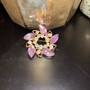 Elegant Purple and Gold Brooch